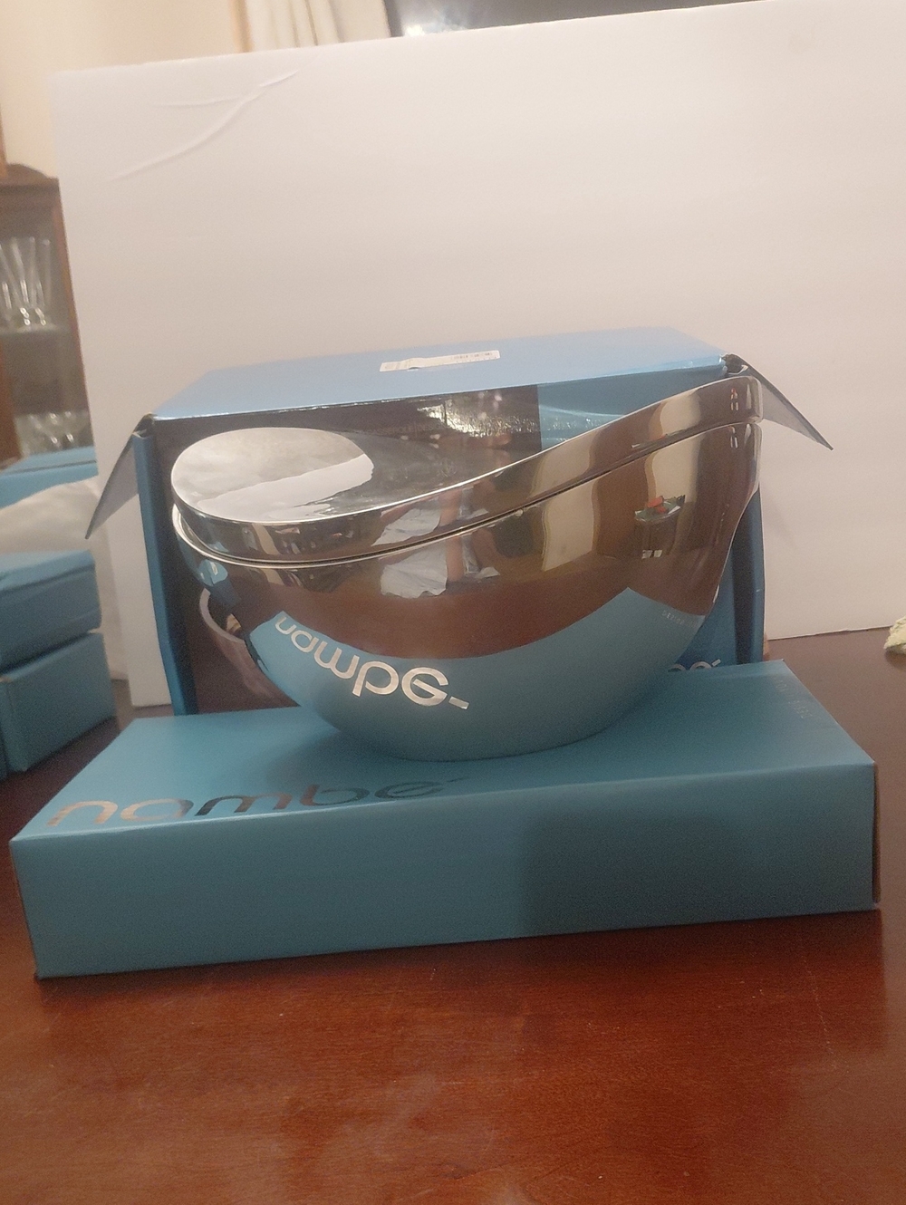 2 Quart Nambe Alloy Butterfly Covered Casserole.
